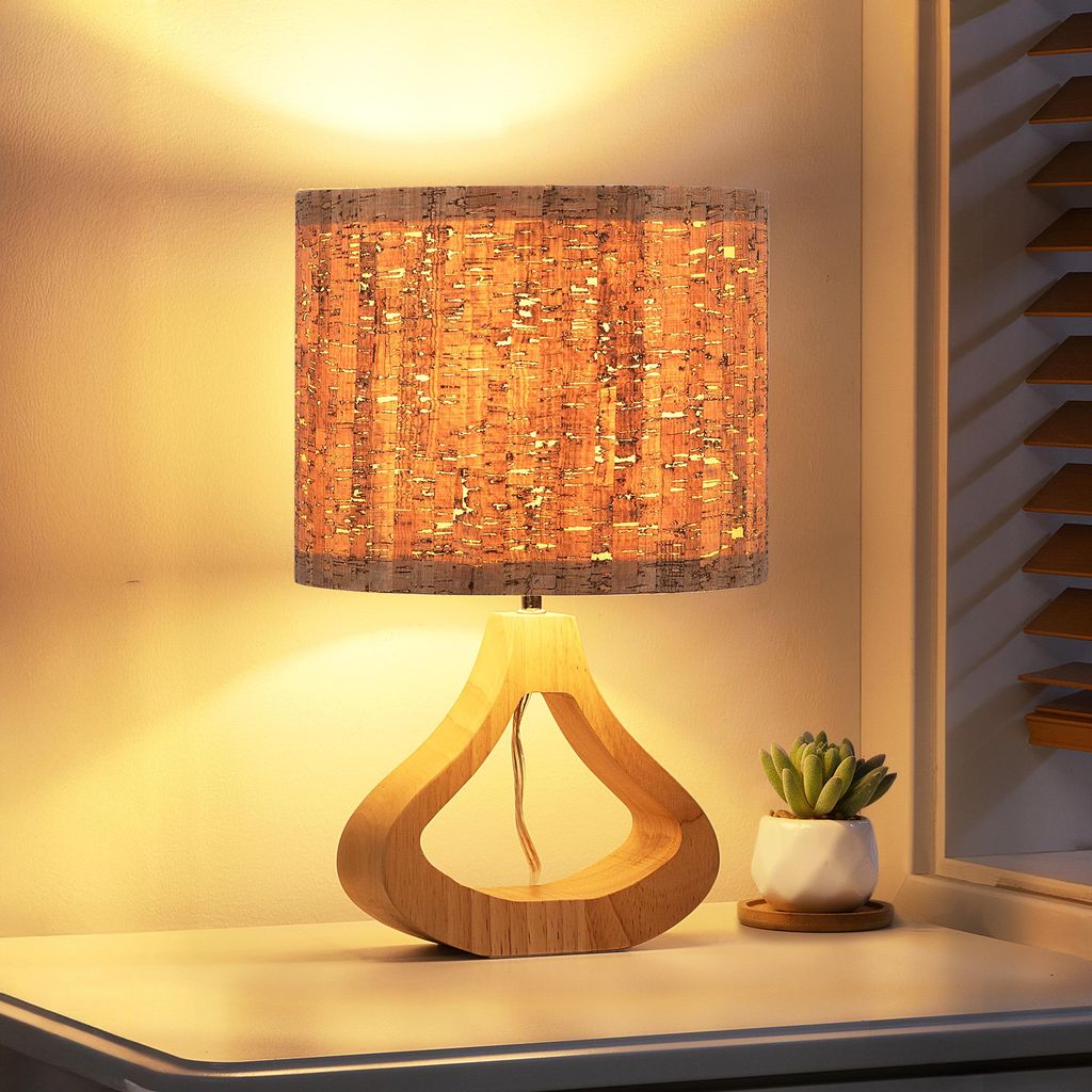 Drewniana lampka nocna EDISHINE, lampa stołowa o wyglądzie Zdjęcie produktu 