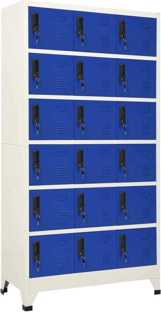 Schließfachschrank Grau und Blau 90x40x180 cm Stahl