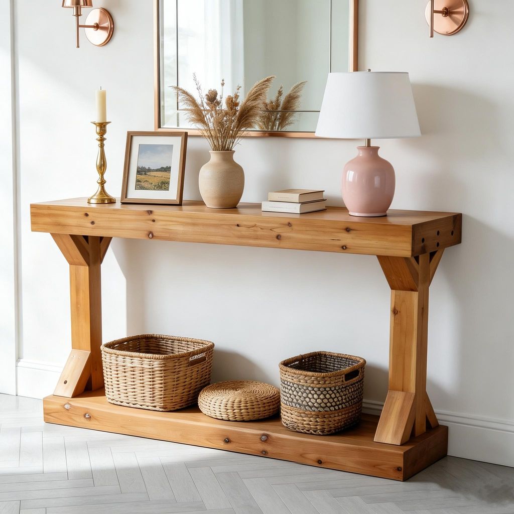 FATIVO Tavolo consolle lungo 120 cm – tavolo in legno con Immagine del prodotto 