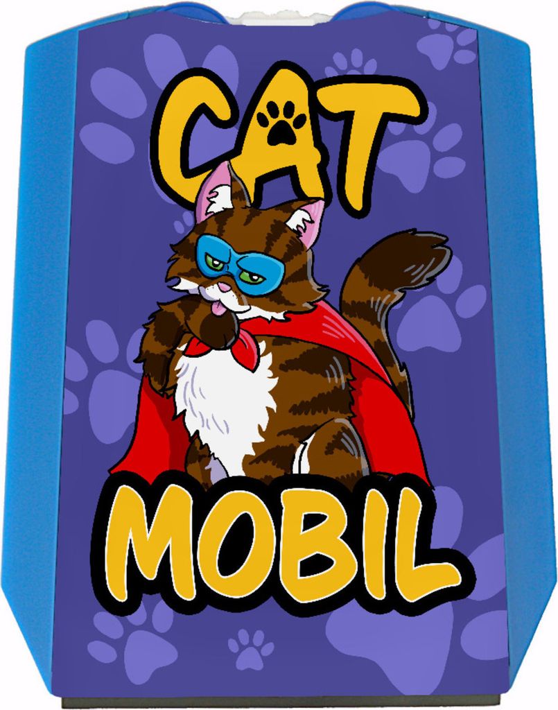 Parkscheibe mit Superhelden Katzen-Motiv und 2 Einkaufswagenchips - Catmobil