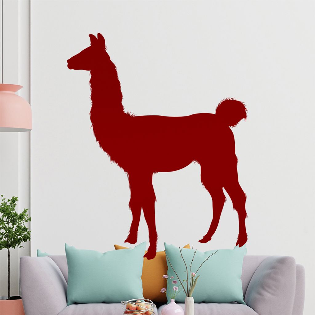 KIWISTAR Lama Silhouette - Spucken Kamel Alpaca Wandtattoo in 6 Größen - Wandaufkleber Wall Sticker - Dekoration, Küche, Wohnzimmer, Schlafzimme...