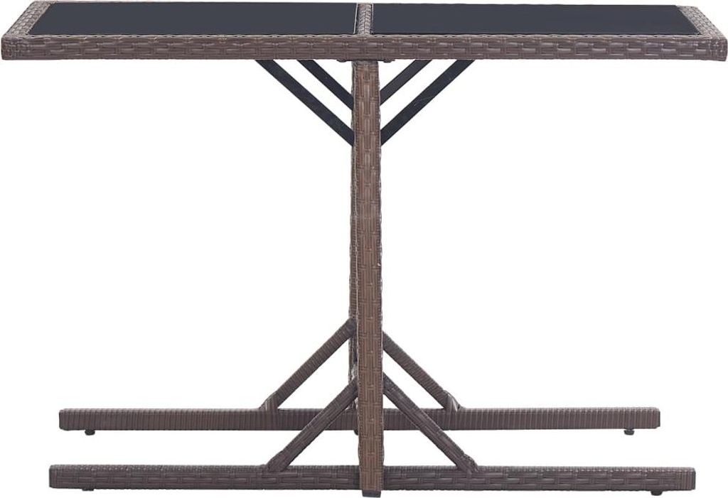 vidaXL Gartentisch Braun 110×53×72 cm Glas und Poly Rattan Produktbild 