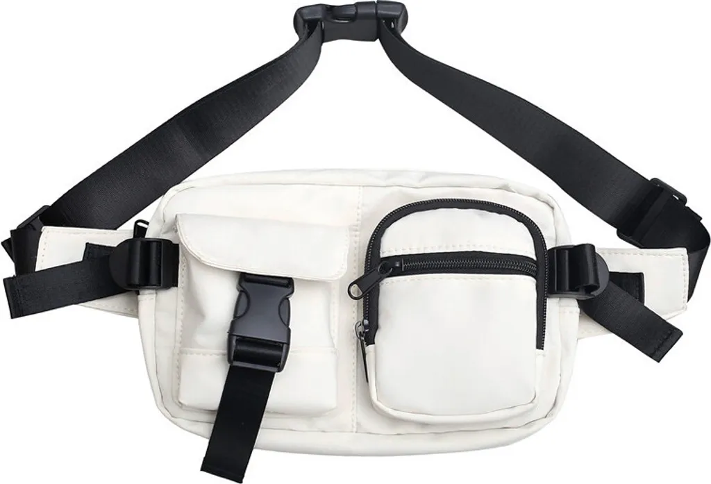 Marsupio Bianco INF Design Minimalista: Borsa a Tracolla in Pelle PU