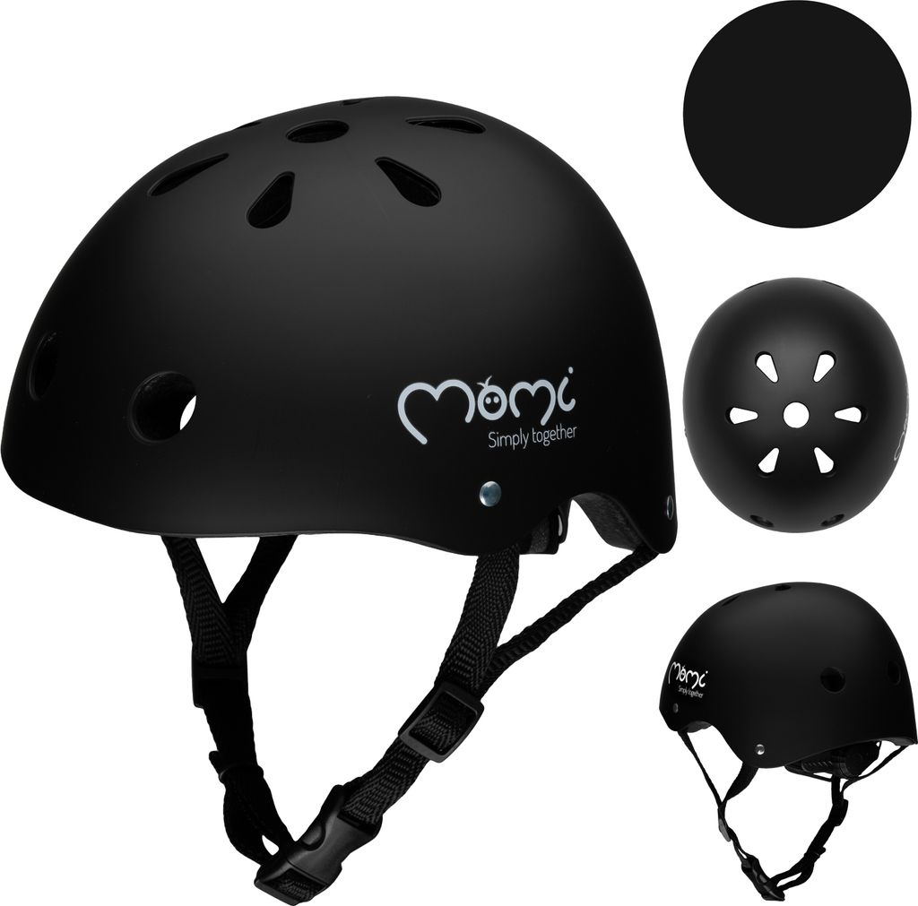 KASK DZIECIĘCY ROWER HULAJNOGA - MoMi MIMI CZARNY MAT - ABS Zdjęcie produktu
