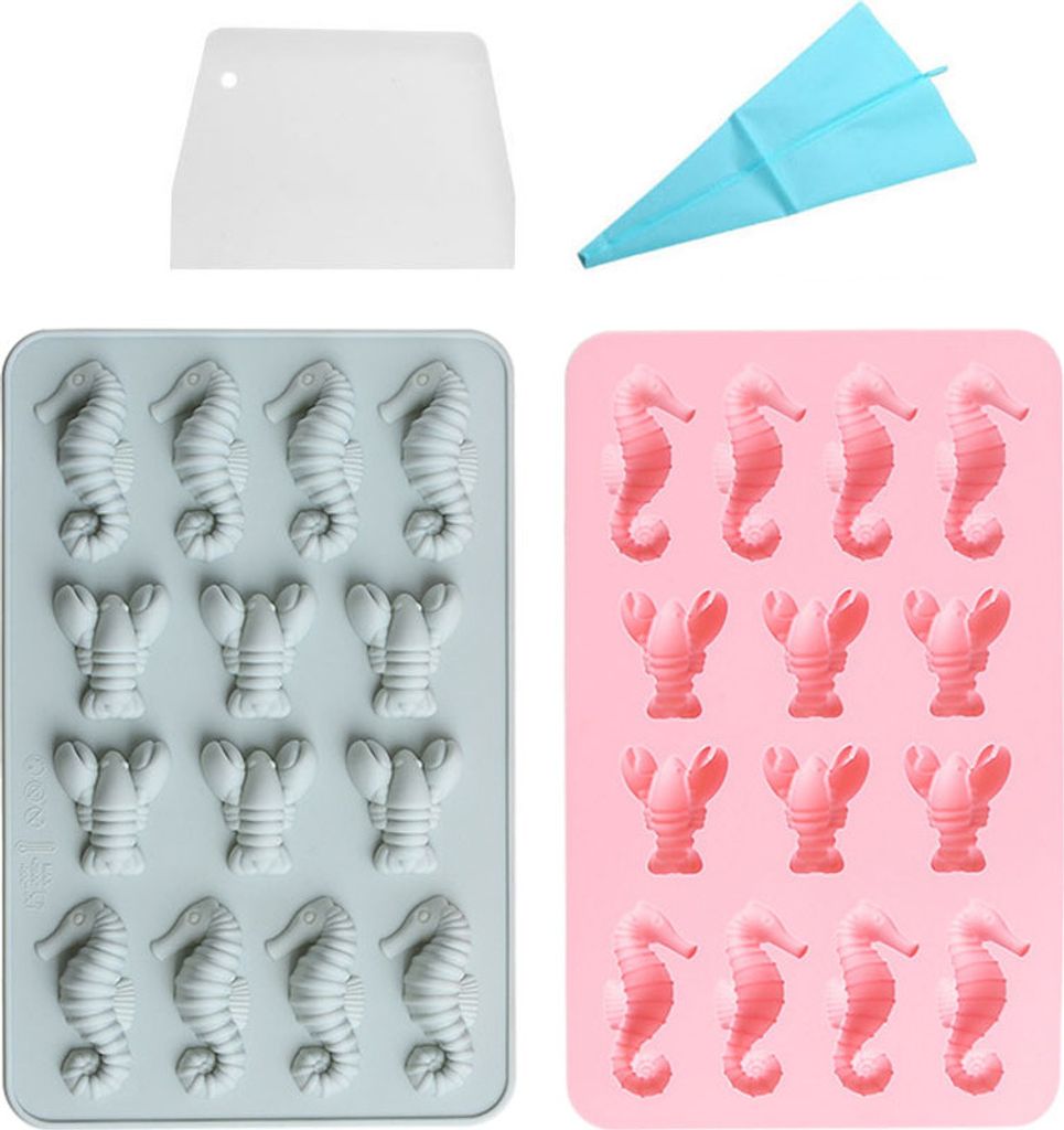 2 Stück Seepferdchen- Und Hummer-Schokoladenformen Für Hartbonbons, Meeresorganismus-Silikonform Für Fettbomben, Fondant, Kuchendekoration, Mini...