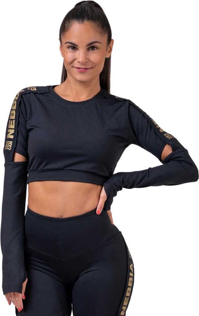 Nebbia Honey Bunny Crop Top Long Sleeve Black XS Fitness T-Shirt