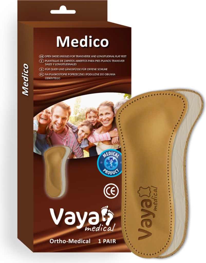 Orthopädische Einlagen für Quer- und Längsplattfüße für schmale Schuhe Vaya Medico 1 Paar