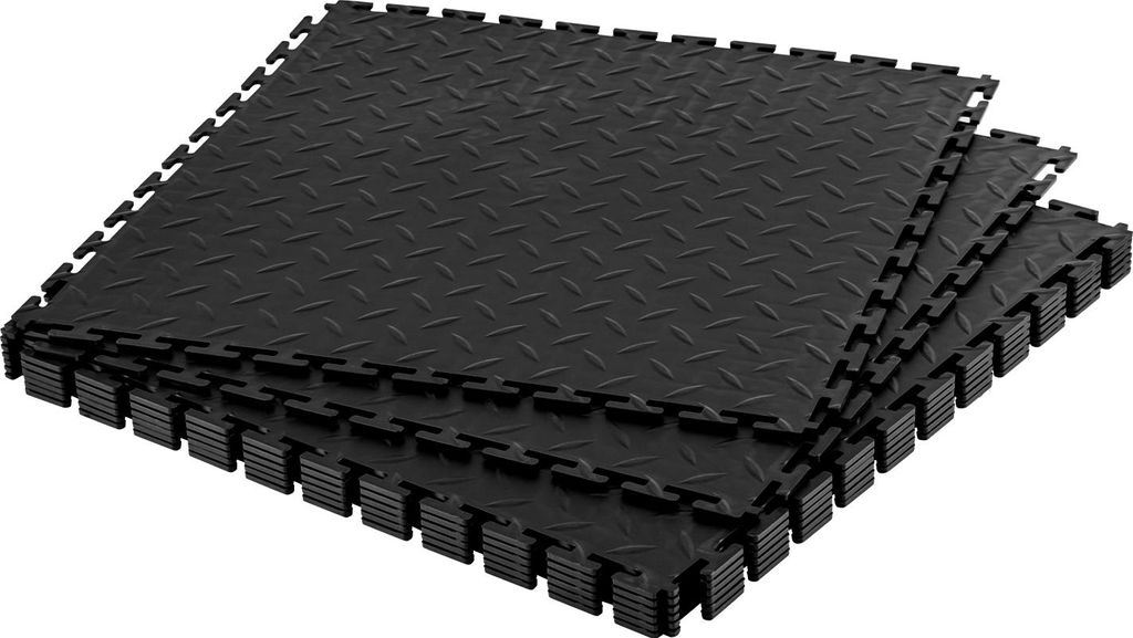 VEVOR PVC Garagenboden, 8er-Pack 513x513x5 mm, Werkstattboden, Industrieboden, Klick Verlegung, rutschfeste PVC-Matten mit Diamantplatte für Werks...