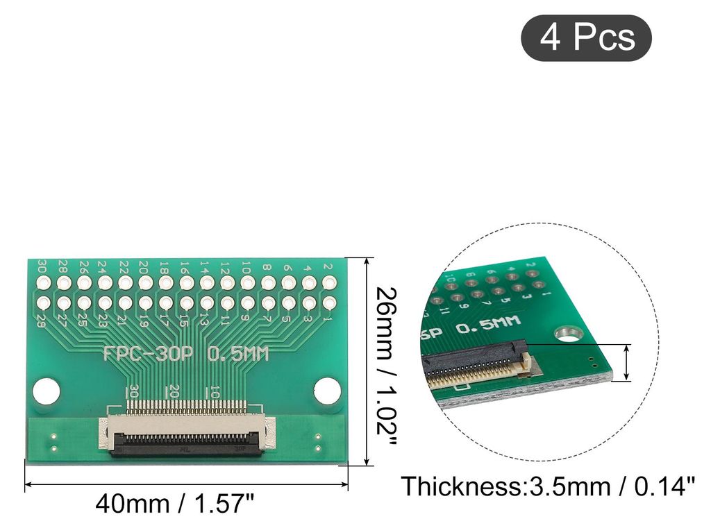 4 Stš¹ck FPC FFC PCB Konverterplatine 30P 0,5 mm auf der Steckbuchse, Rš¹ckseite 1,0 mm, zu DIP 2,54 mm fš¹r LCD 3D Drucker Kamera DVD TV Laptop