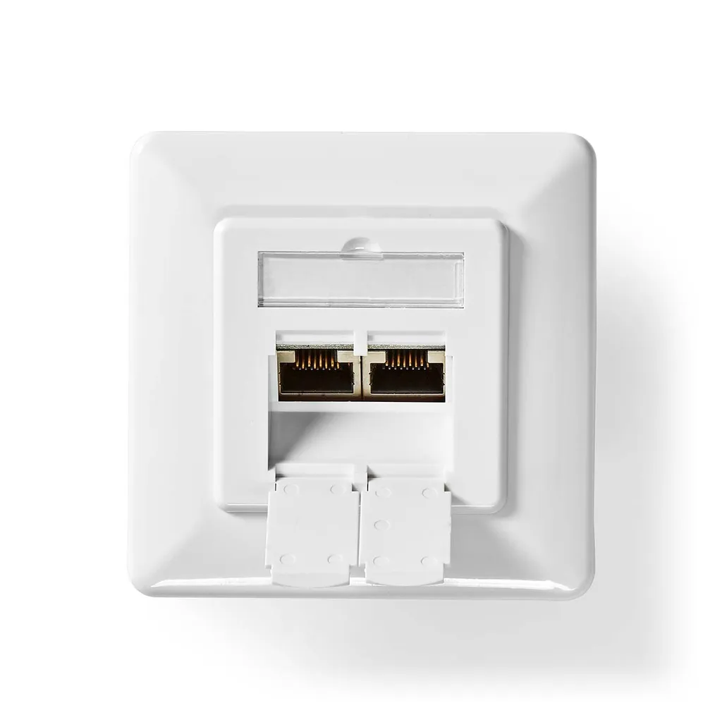 Scatola di Rete a Muro CAT6 2 Porte | Presa RJ45 Doppia Bianca PVC