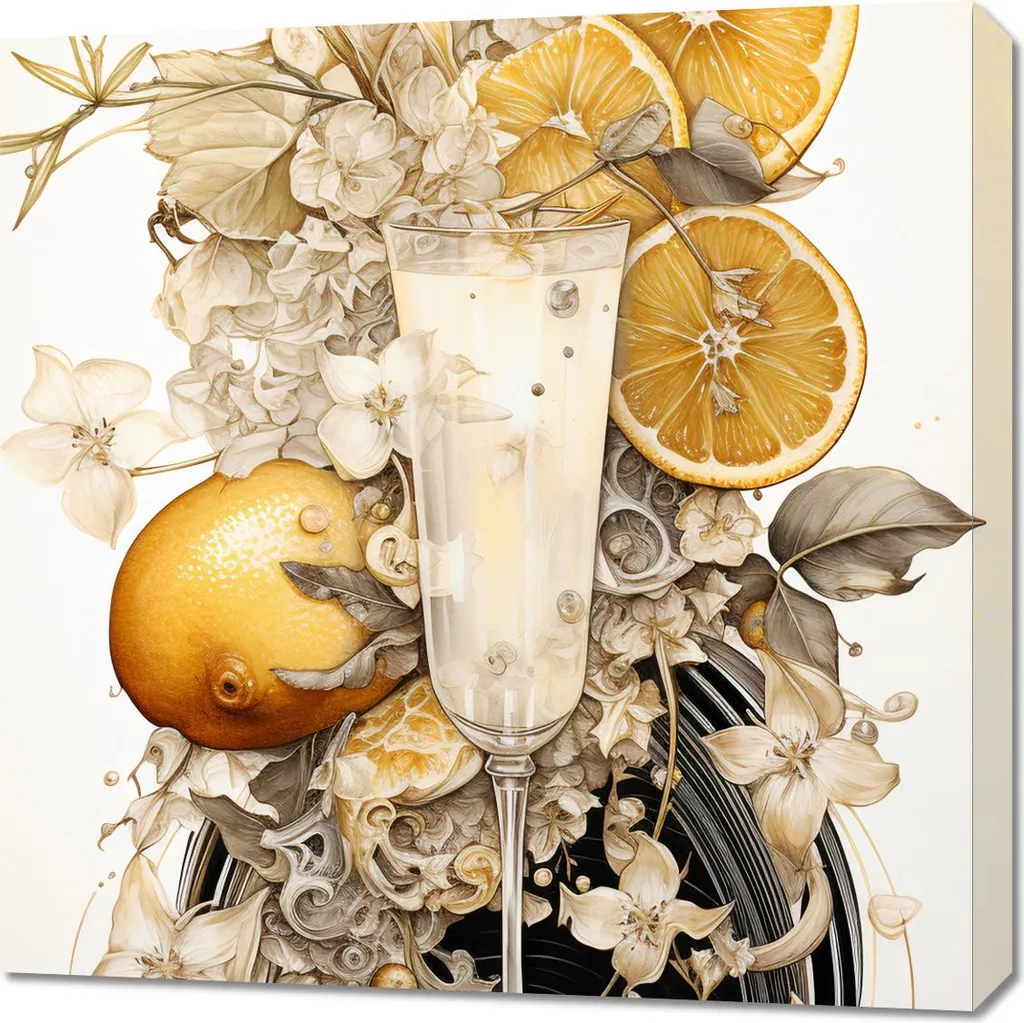 Décoration Murale Cuisine : Tableau Essence d'agrumes sur Toile 70x70cm