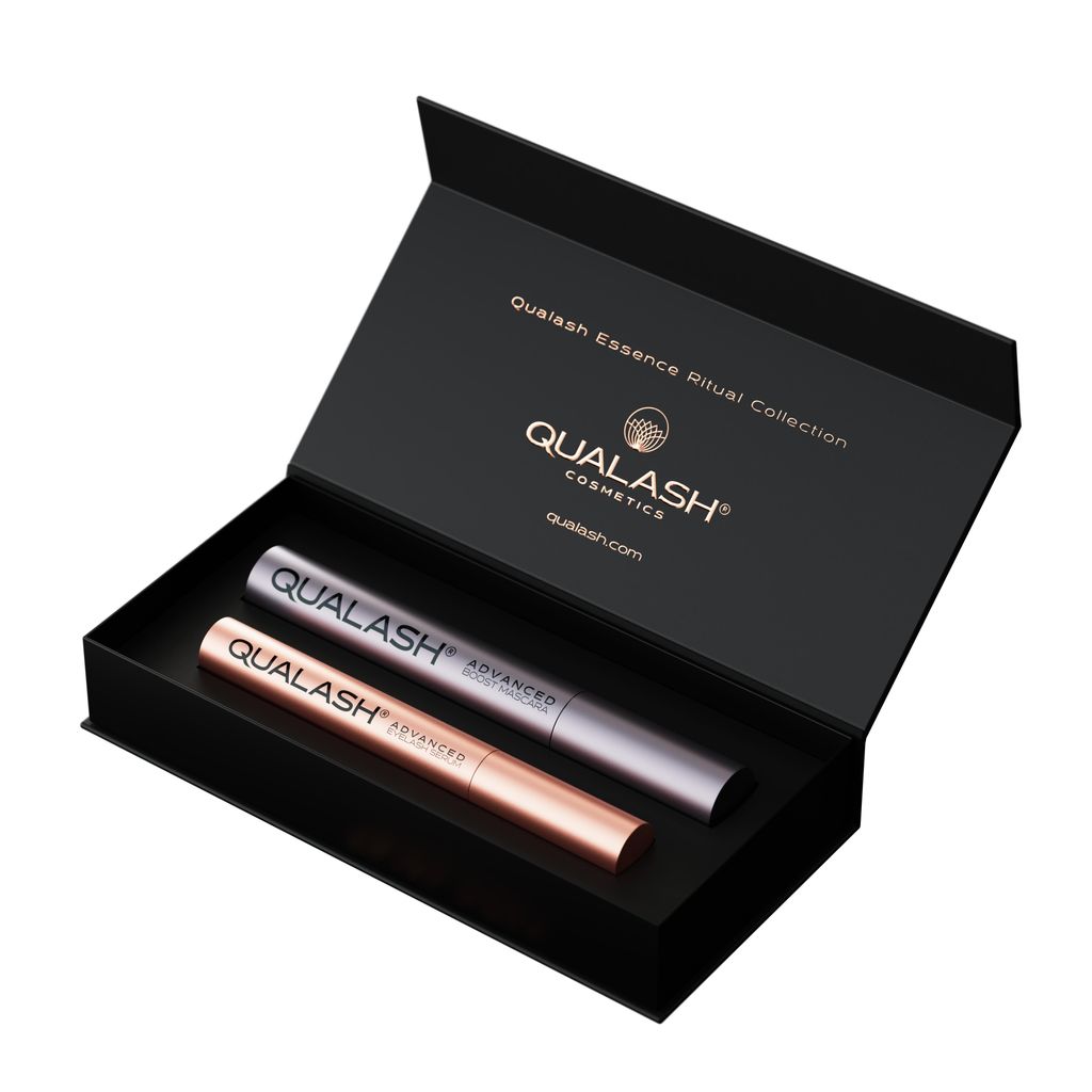 Umfassende Pflege und perfekter Wimpernlook in einem Set - QUALASH ESSENCE RITUAL COLLECTION - Wimpernserum und Mascara - Vegane Formel