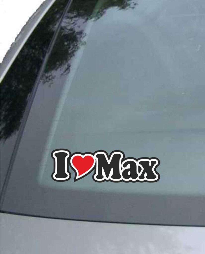 INDIGOS UG - Aufkleber / Autoaufkleber I Love Heart - Ich liebe mit Herz 15 cm - I LOVE Max - Auto LKW Truck - Sticker mit Namen vom Mann Frau Kind