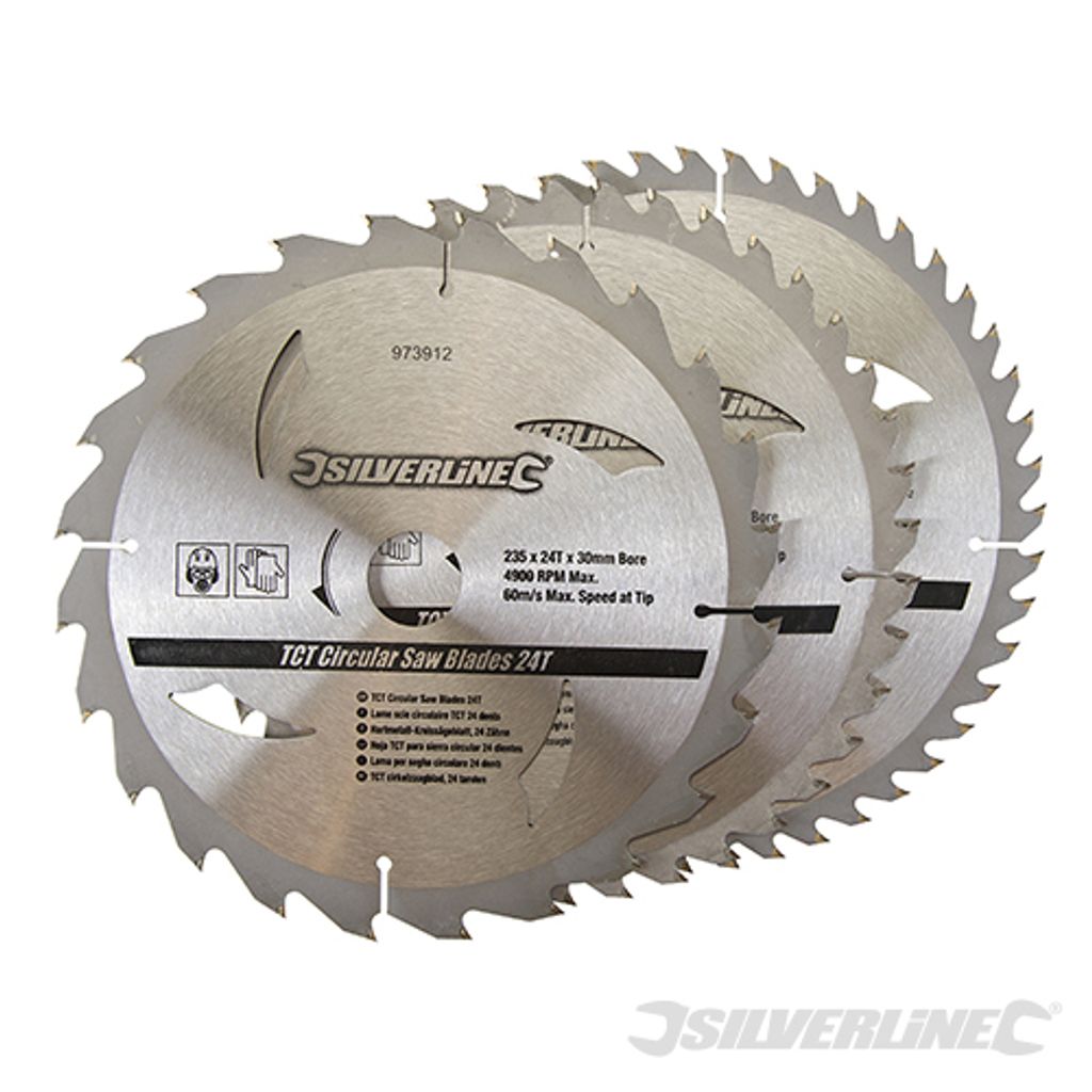 Silverline 973912 TCT Lames de scie circulaire 24, 40, 48 Image du produit 