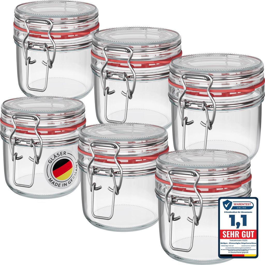 WELLGRO Einmachgläser mit Bügelverschluss rund 255ml - Produktbild 
