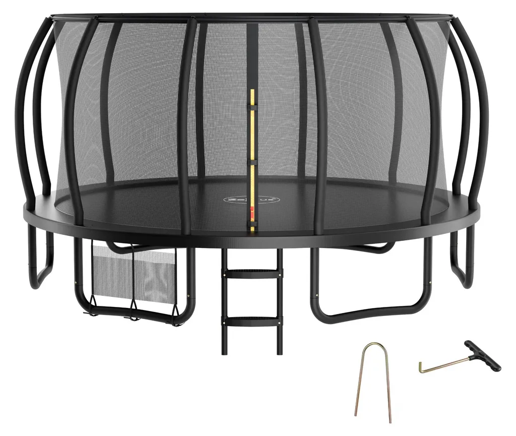 Trampoline Zelsius noir Ø 427 cm extérieur robuste charge max 150 kg