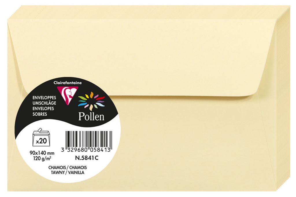 Pollen by Clairefontaine Briefumschlag 90x140 mm chamois 20 Briefumschläge