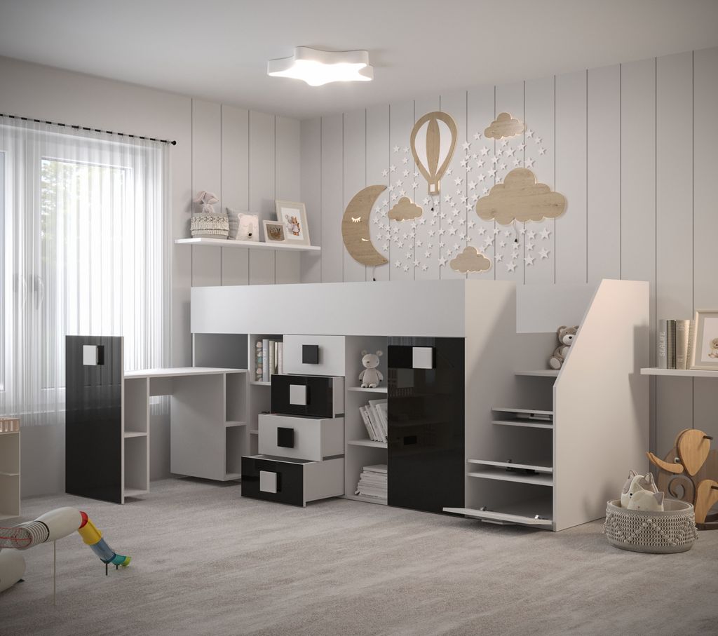 Etagenbett für Kinder Toledo 3 Stockbett mit Treppe, Produktbild 3