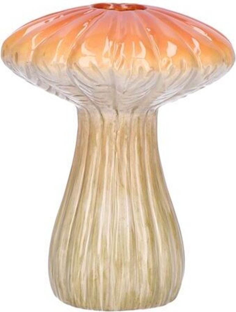 Dekovase Pilz Shiitake2 H. 13,2cm D. 10cm orange creme braun Keramik Duif