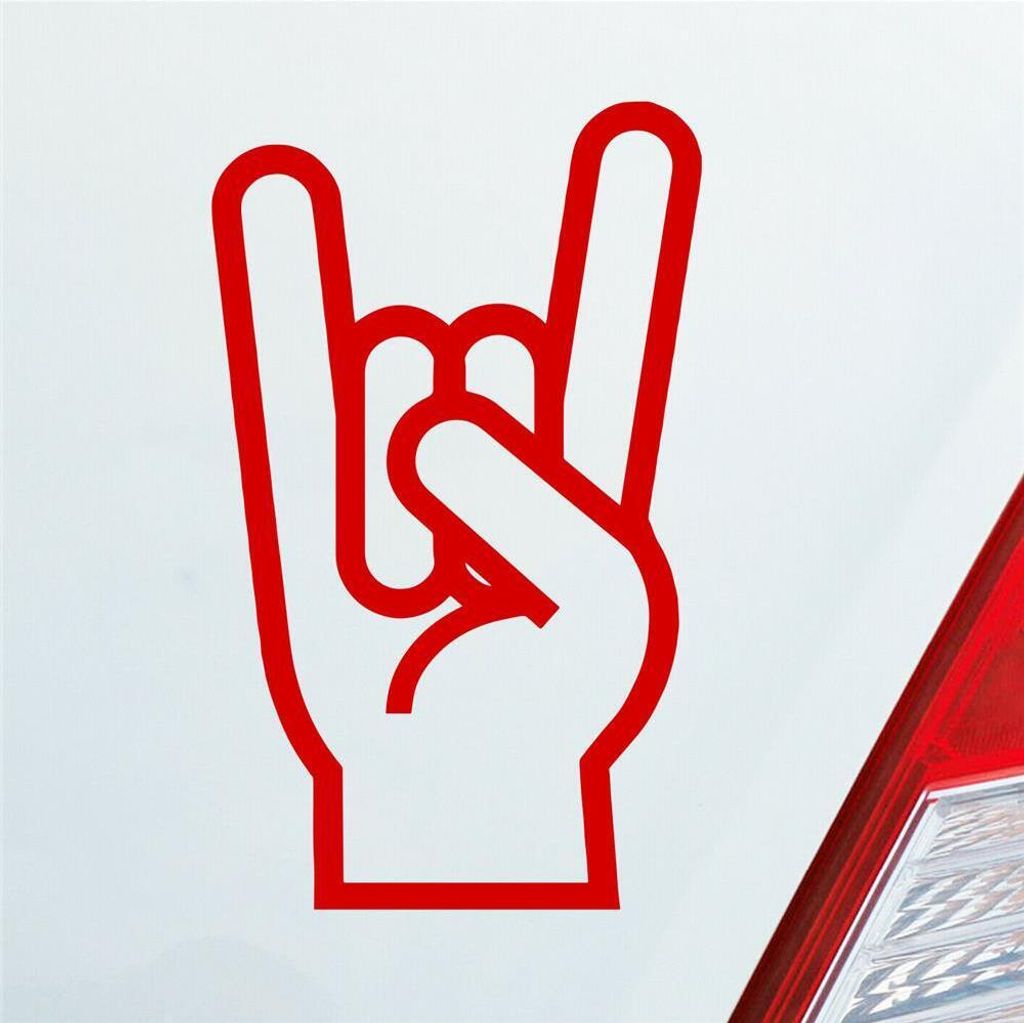 Auto Aufkleber Gabel Rock Heavy Metal Gruss Pommesgabel 8x13 cm Rot Sticker Heckscheibenaufkleber