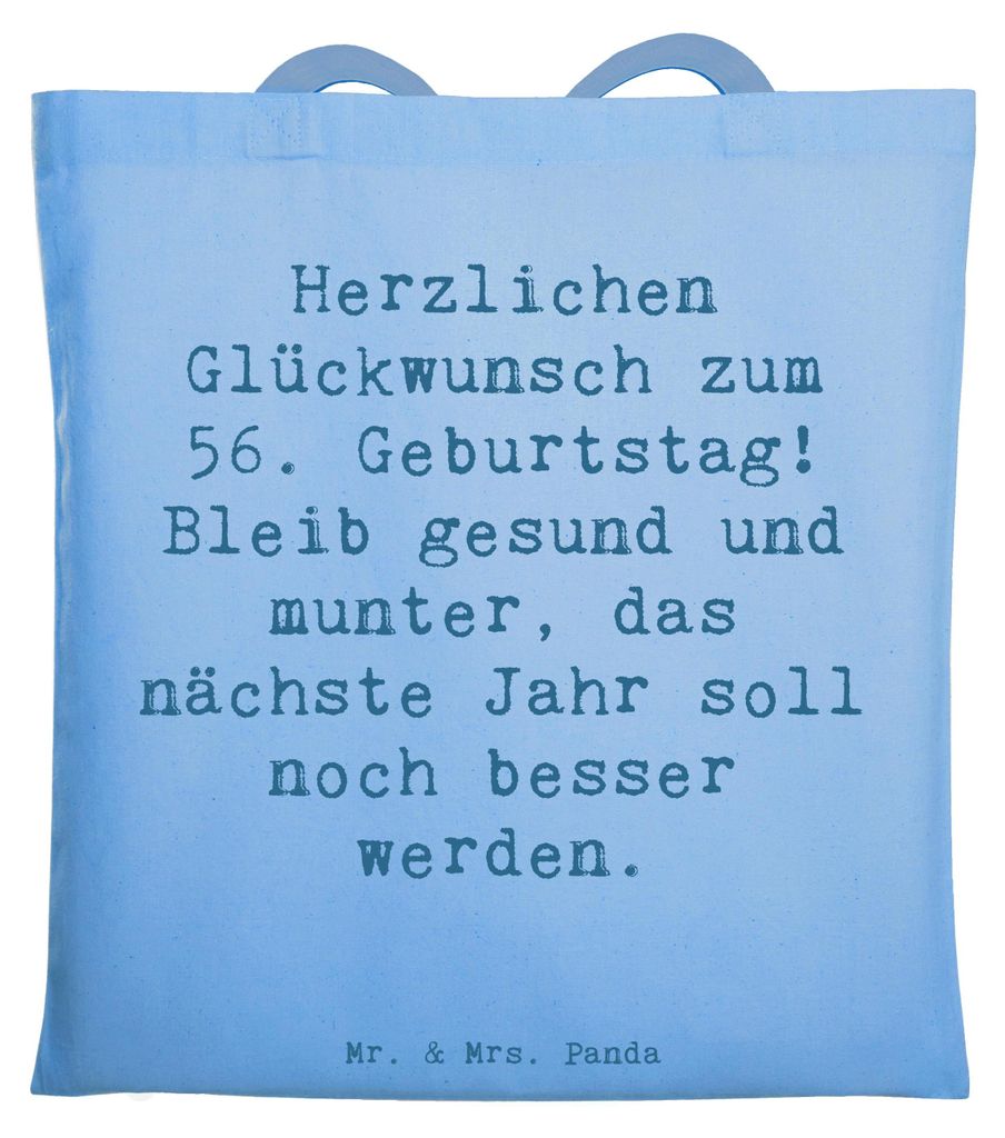 Mr. & Mrs. Panda Beutel Spruch 56. Geburtstag Freude - Sky Blue - Geschenk, Geburtstagssprüche, Alter, Geburtstagsgeschenk, Happy Birthday, Handar...