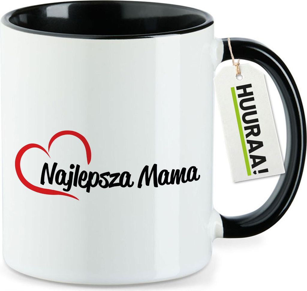 Huuraa Kaffeetasse Najlepsza Mama Serce 330ml Schwarz Keramik Kaffeebecher Geschenkidee
