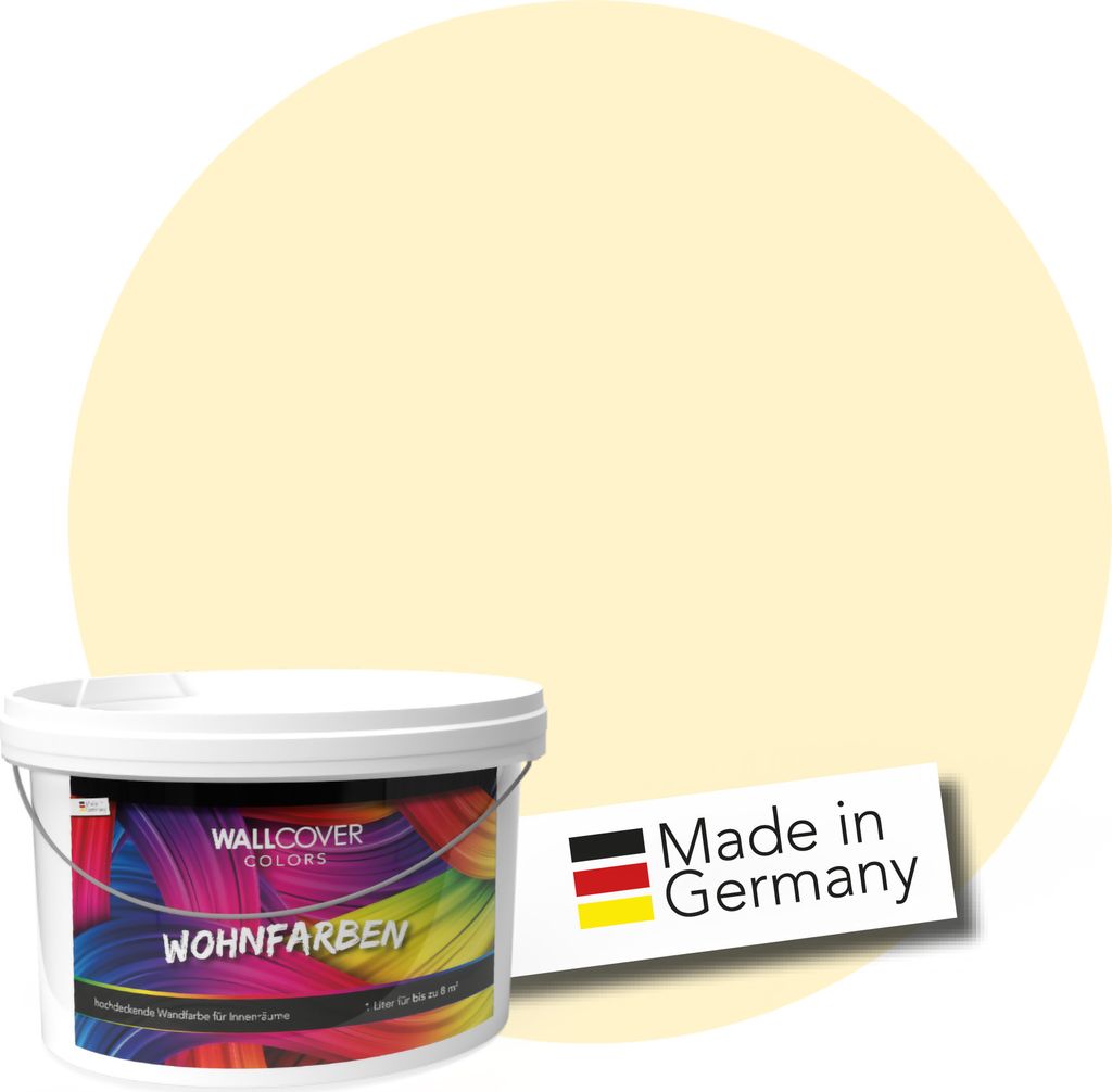 WALLCOVER Wandfarbe Pastell Gelb Orange Hochdeckend Klasse 1 Matt 1L für 8 m²