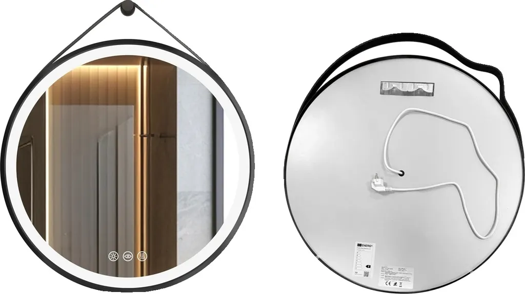 Miroir LED rond 80cm : plus de buée après la douche, réglable