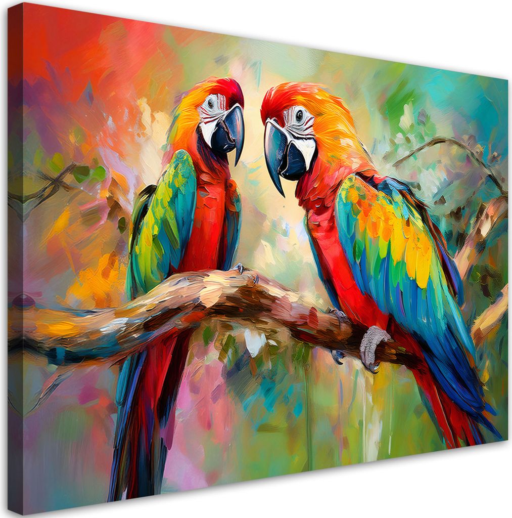 Leinwandbild Papageien Vögel Tiere Bunte 120x80 Feeby Bunt bild für die wand bereit zum aufhängen