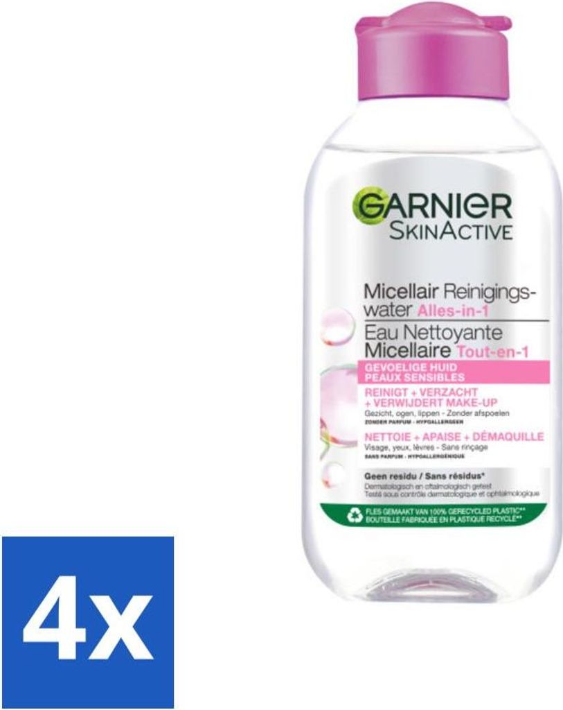 Garnier – SkinActive – Mizellen-Reinigungswasser – Empfindliche Haut – Reisegröße – 100 ml - Vorteilspack - 4 Stücke
