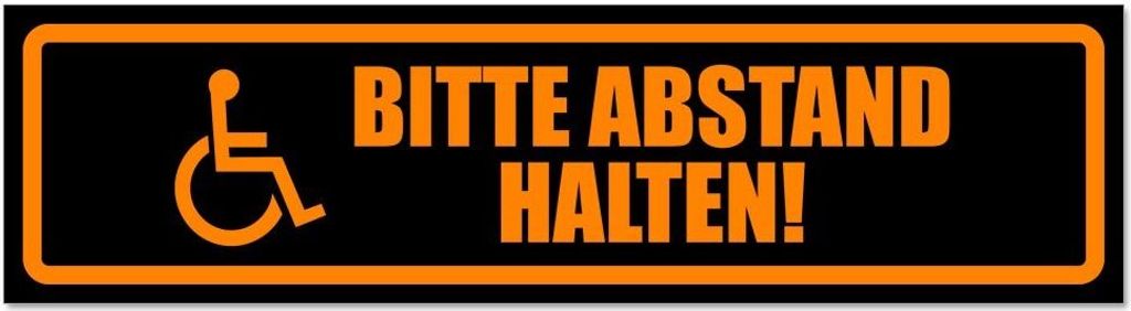 Bitte Abstand halten! Motiv 1 - Hinweis Aufkleber Sticker für Auto, Kfz, Fahrrad, PKW, LKWOrange - Schwarz - 20 x 5,3 cmBitte Abstand halten! Moti...