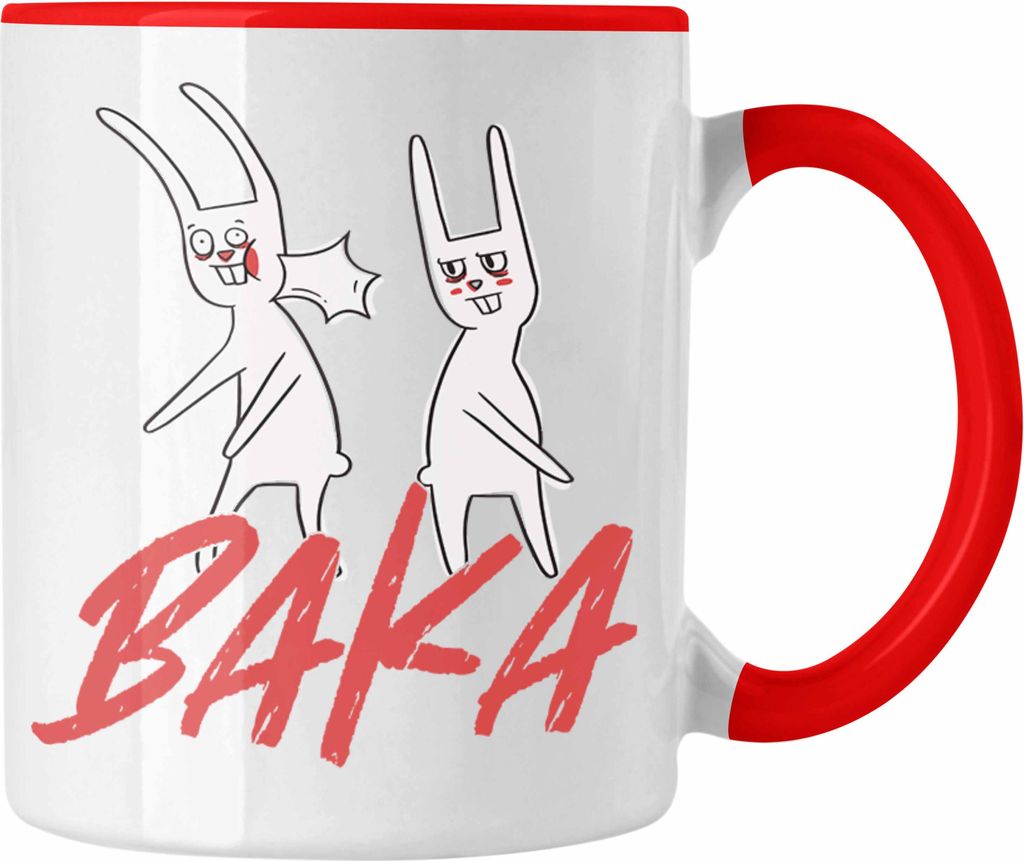 Trendation - Kawaii Baka Hase Geschenk Otakus Anime Manga Tasse Geschenkidee Anime-Fans (Rot)
