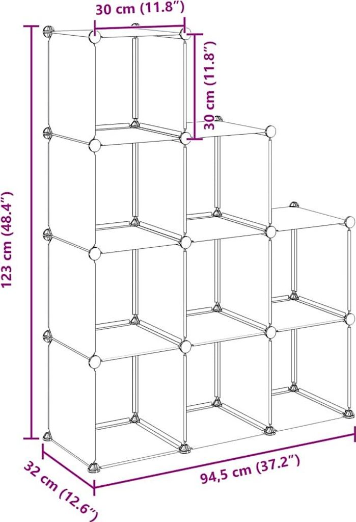 vidaXL Regalsystem mit 9 Würfeln Schwarz PP Produktbild 