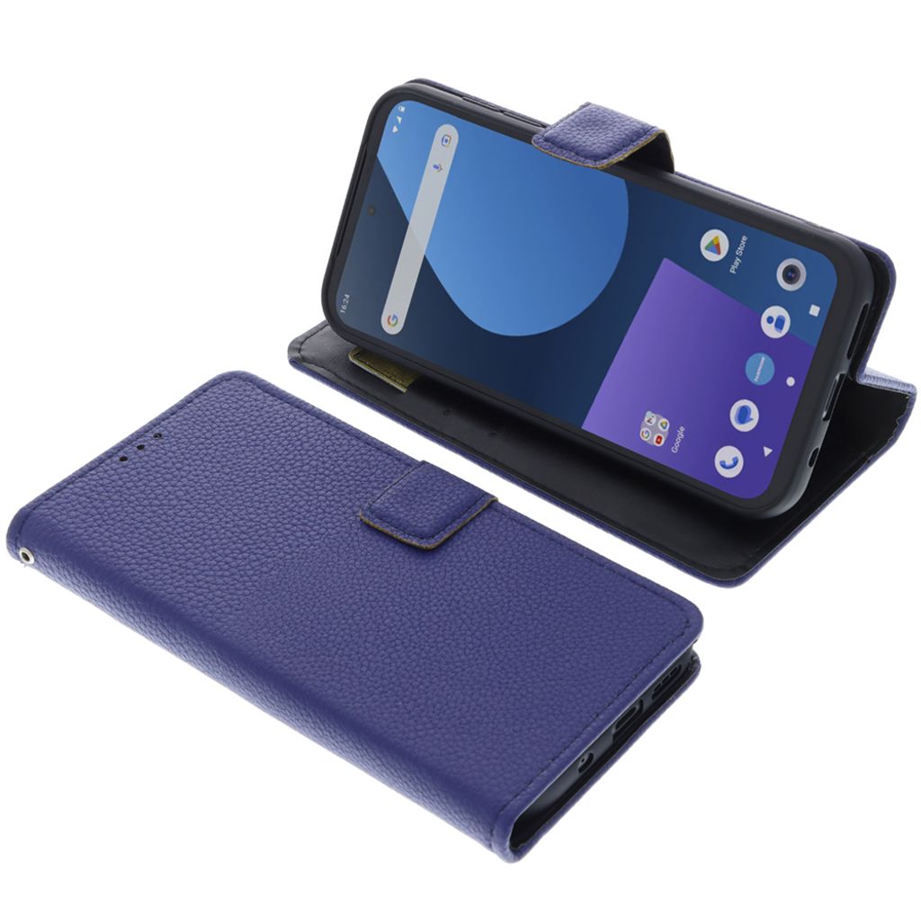 foto-kontor Tasche kompatibel mit Fairphone 5 Schutzhülle blau Book Style Case Handy Schutz Hülle Buch Wallet Handyhülle Cover Klapphülle Stän...