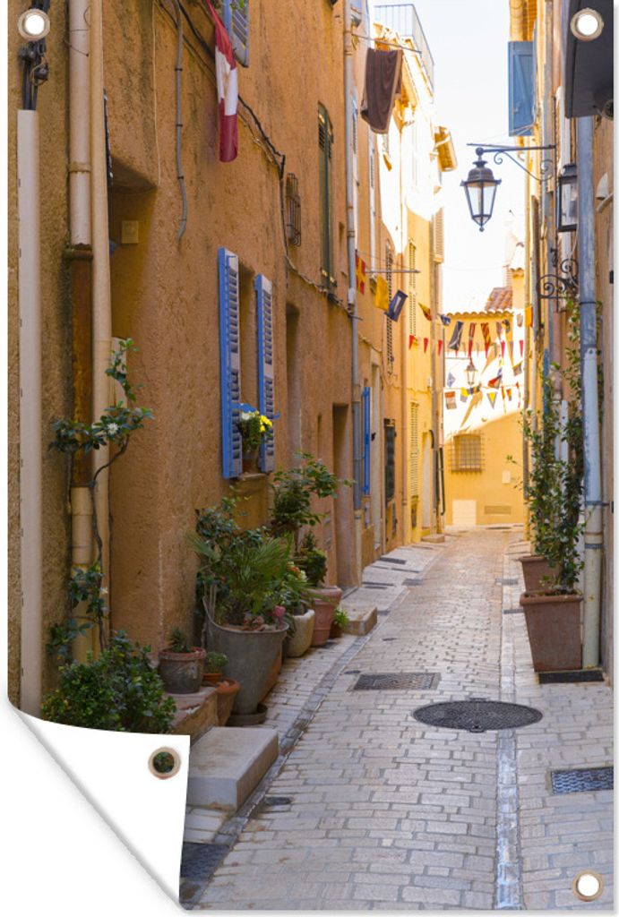 MuchoWow 80x120 cm Outdoor-Poster Gartendeko Sichtschutz Garten Poster für den Garten Typische Straße von Saint Tropez