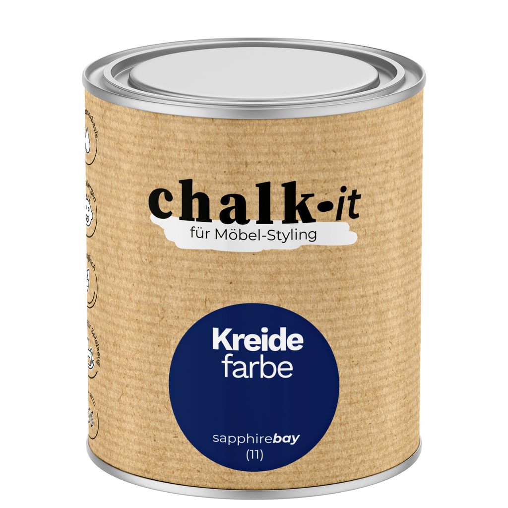 Kreidefarbe Chalk-it (11) Sapphire Bay 0,75L Shaby Chic Möbel Holzlack Natur Vintage Möbellack