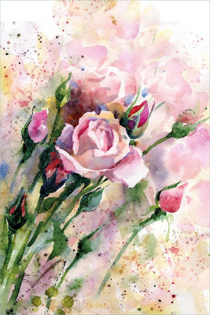 Wallario selbstklebendes Poster - Abstraktes Blumenbuket, Größe: 61 x 91,50 cm