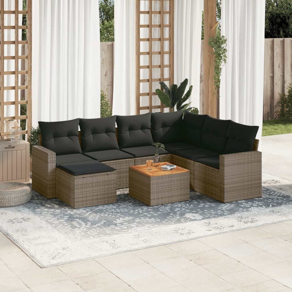 Maison Exclusive - 8-tlg. Garten-Sofagarnitur mit Kissen Grau Poly Rattan