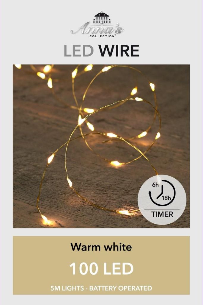 Led Wire 6/18H Timer Goud Draad 100L/5M Led Warm Wit - 10Cm Productafbeelding 
