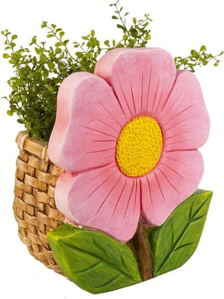Blume pink/grün/gelb - ca. 25 x 16,5 x 28,7 cm