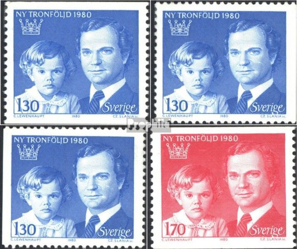 Briefmarken Schweden 1980 Mi 1101A,Dl,Dr,1102A (kompl.Ausg.) postfrisch Thronfolge