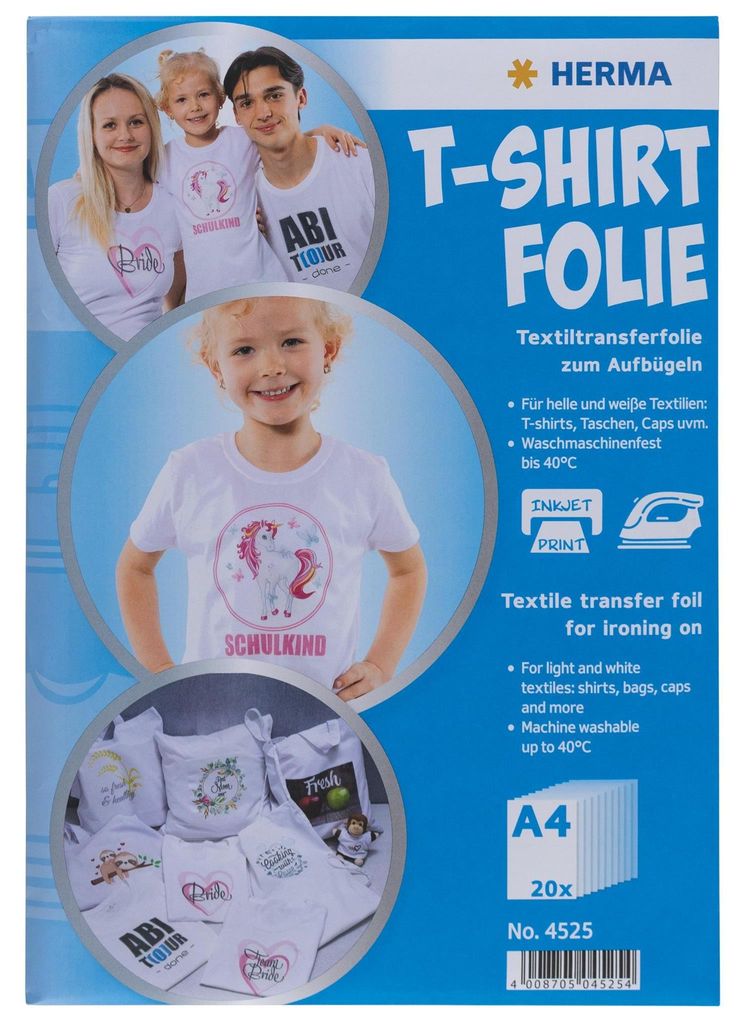 HERMA T-Shirt Folie für helle Textilien A4 bedruckbar 20 Zdjęcie produktu 