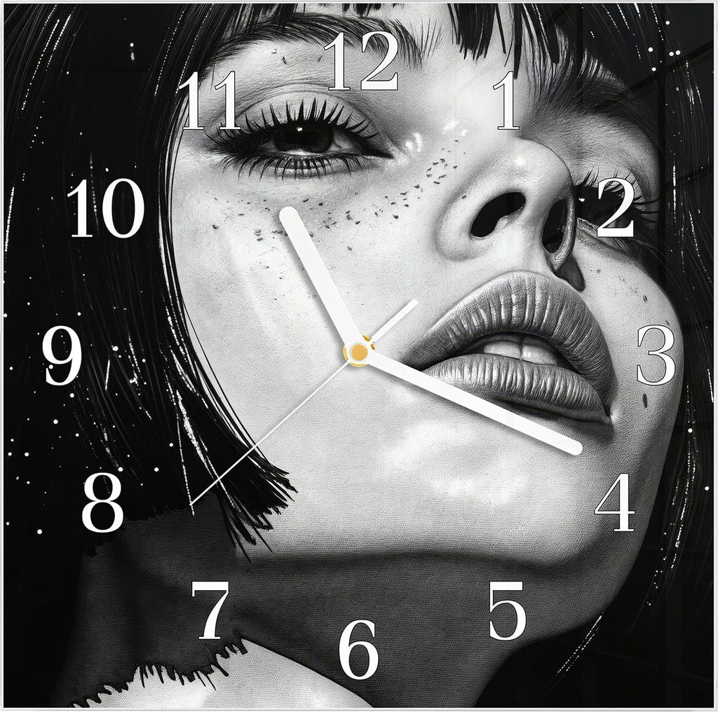 Wanduhr aus Glas mit Motiv Mystischer Blick- 30 x 30 cm - inkl. Aufhängesystem