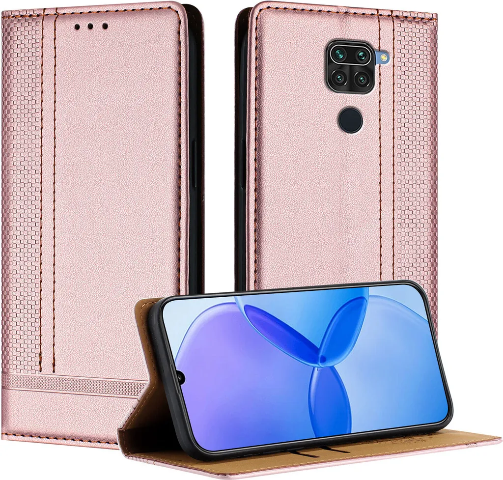Custodia Xiaomi Redmi Note 9 Rosa in Pelle con Supporto
