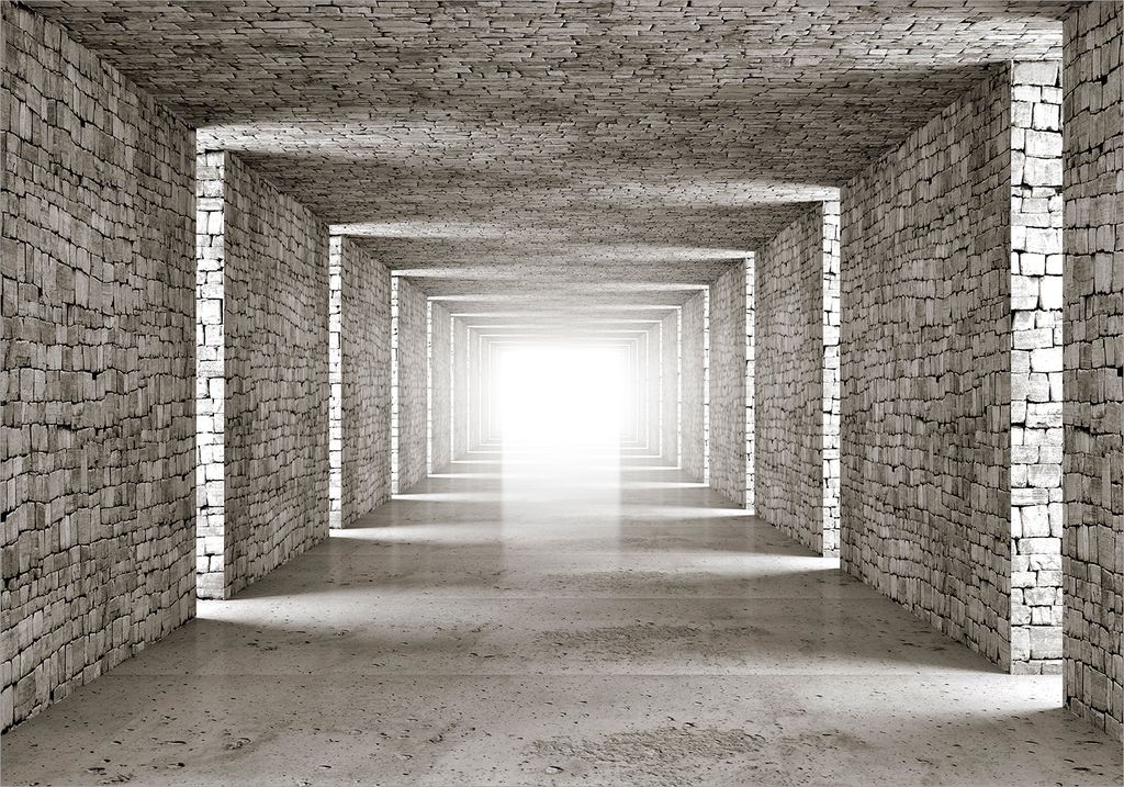 Vlies Fototapete 3D Tunnel 450x315 cm Tapeten Wandtapete XXL Mauer Ziegeloptik Abstrakt d-B-0409-a-a