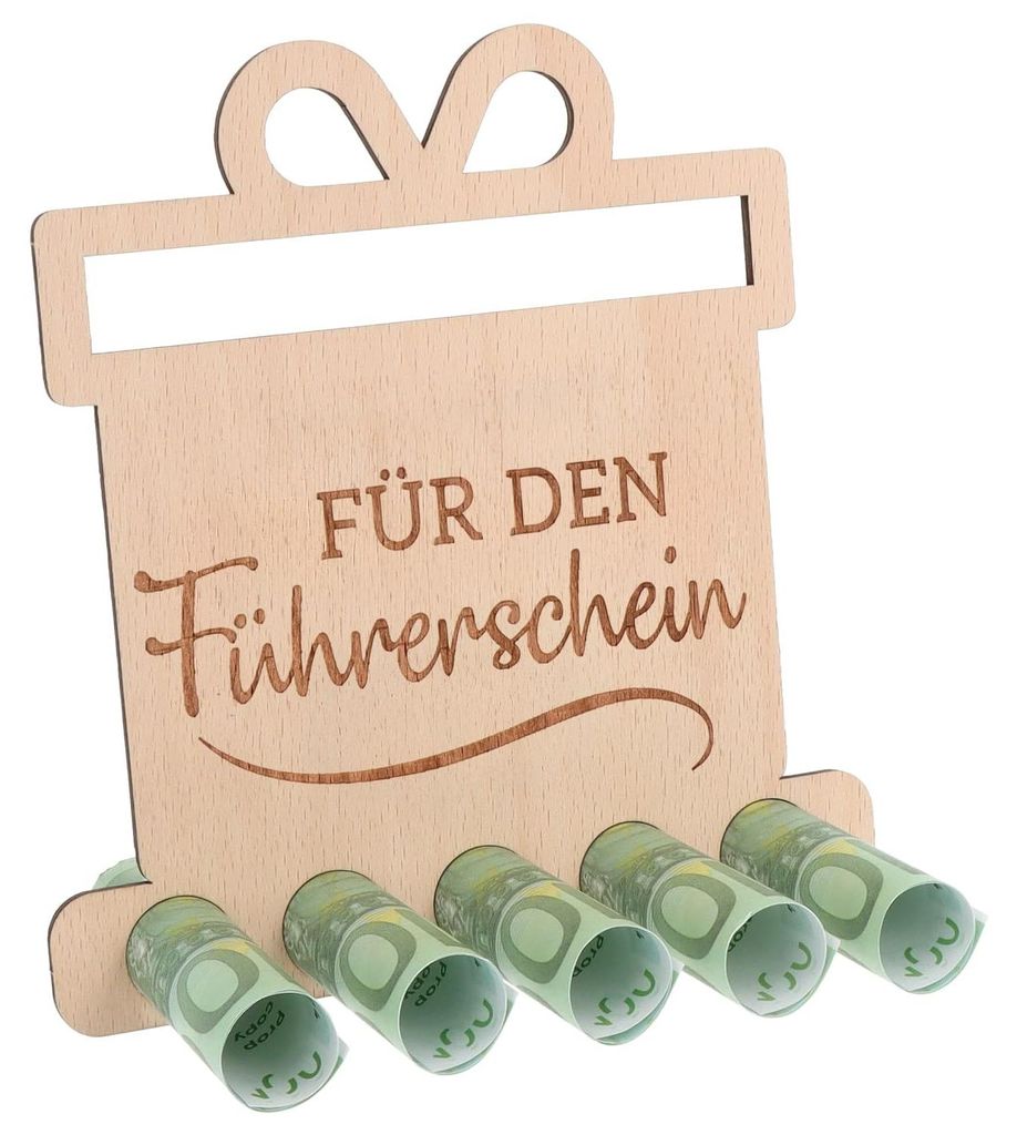 Holzständer für eine Führerschein-Geschenkkarte – Originelle Geschenkidee aus Holz | Kreative Geschenkverpackung für Fahranfänger und Autoli...