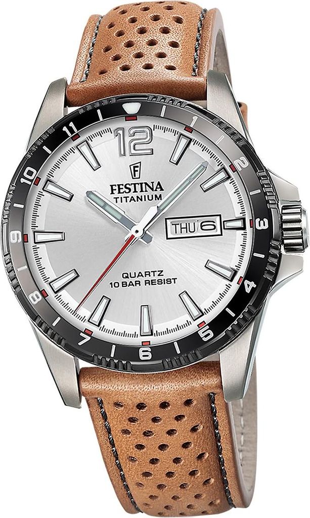 Festina Herrenuhr Titanium Armbanduhr Leder braun D2UF20699/1