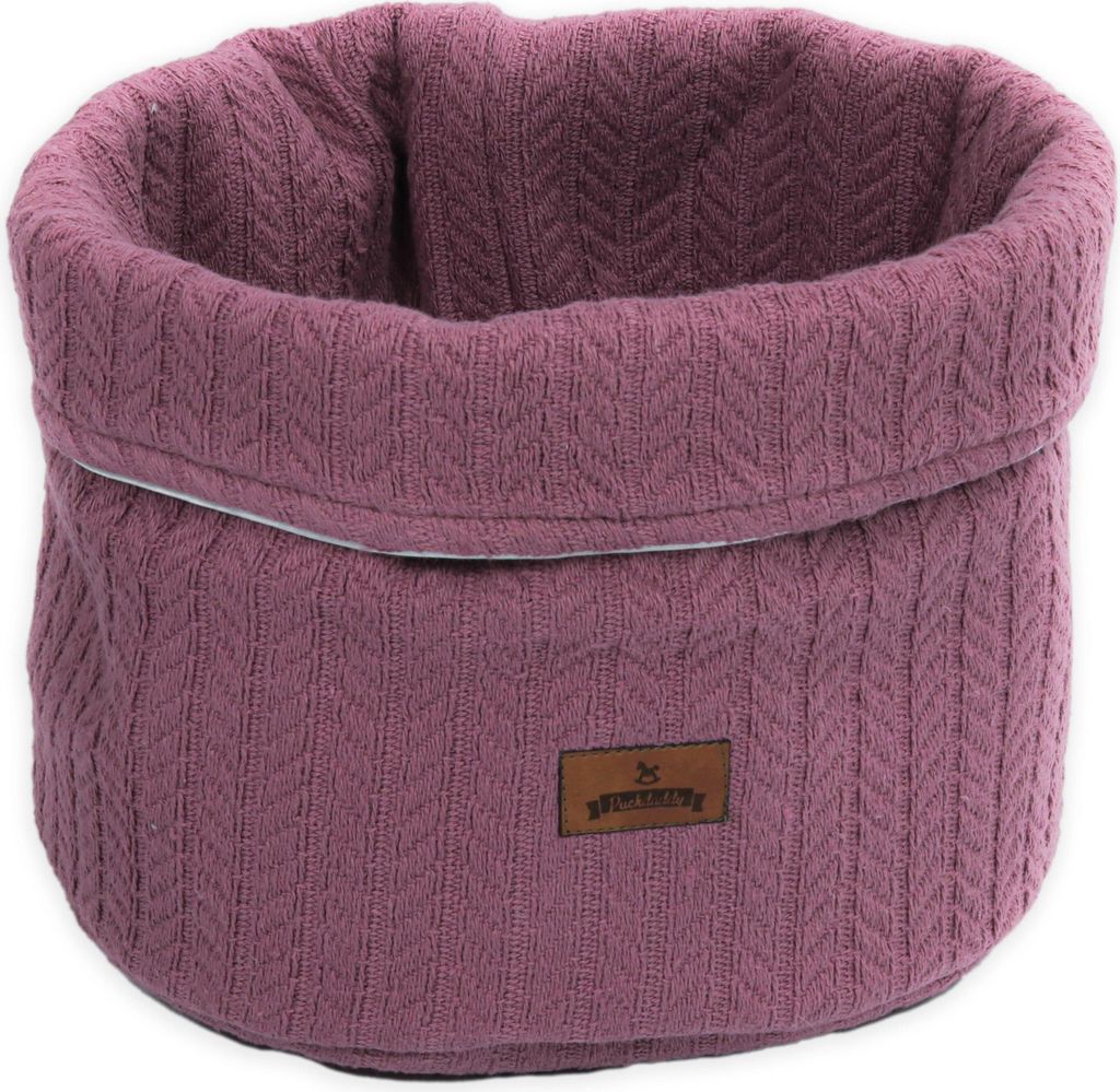 Aufbewahrungskorb Thea Beere Baumwolle Zopfstrickmuster 22x22cm