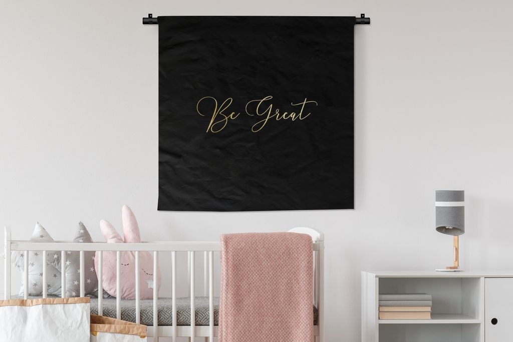 MuchoWow Wandteppich Wandbehang Zitate - Selbstvertrauen - Gold 90x90 cm Tapisserie Dekoration Wandtuch - Wandaufhänger