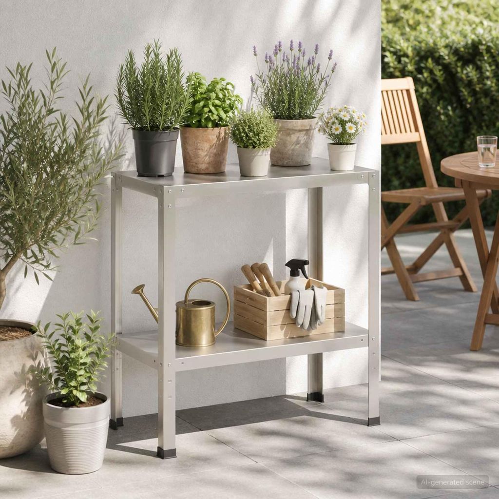 Pflanztisch 100 x 40 x 80 cm Edelstahl Silber Pflanztische